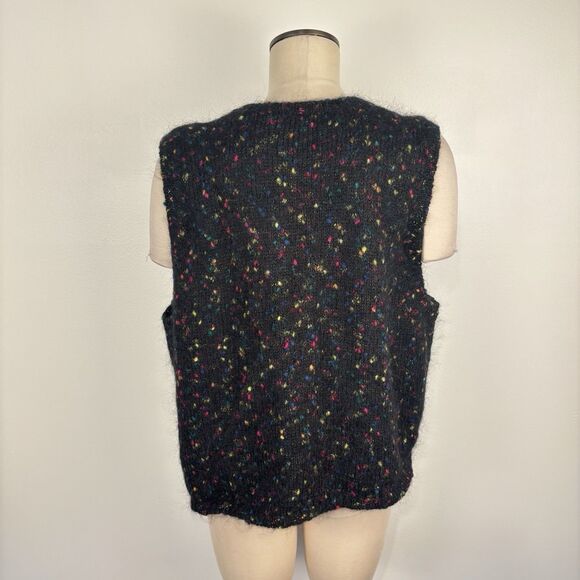 VTG 90s Stefano Basics Mohair Blend Sweater Vest Black Confetti Speckled 22-24 - Picture 3 of 7